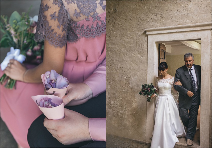 intimate wedding in italy petals confetti cones