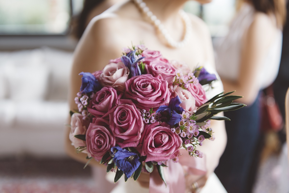 purple and blue wedding bouquet